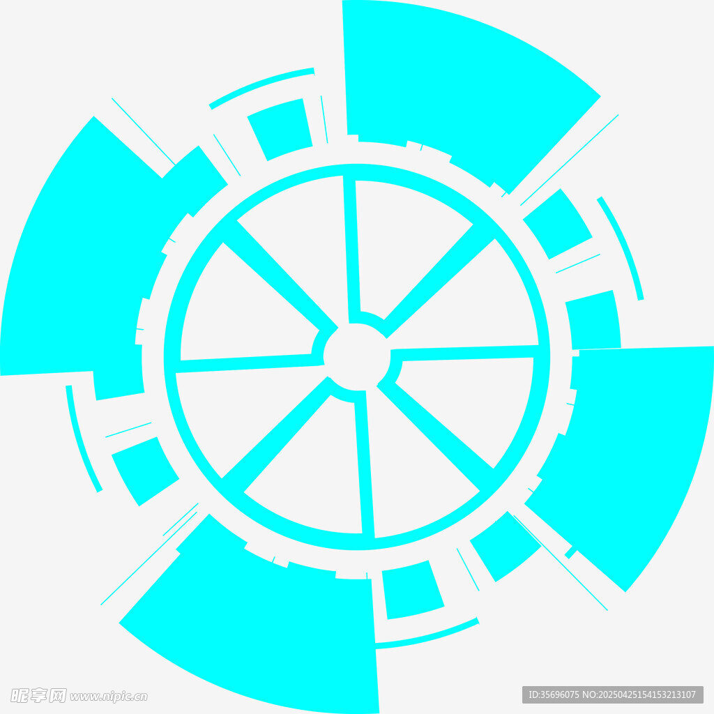 蓝色科技风圆形图案元素