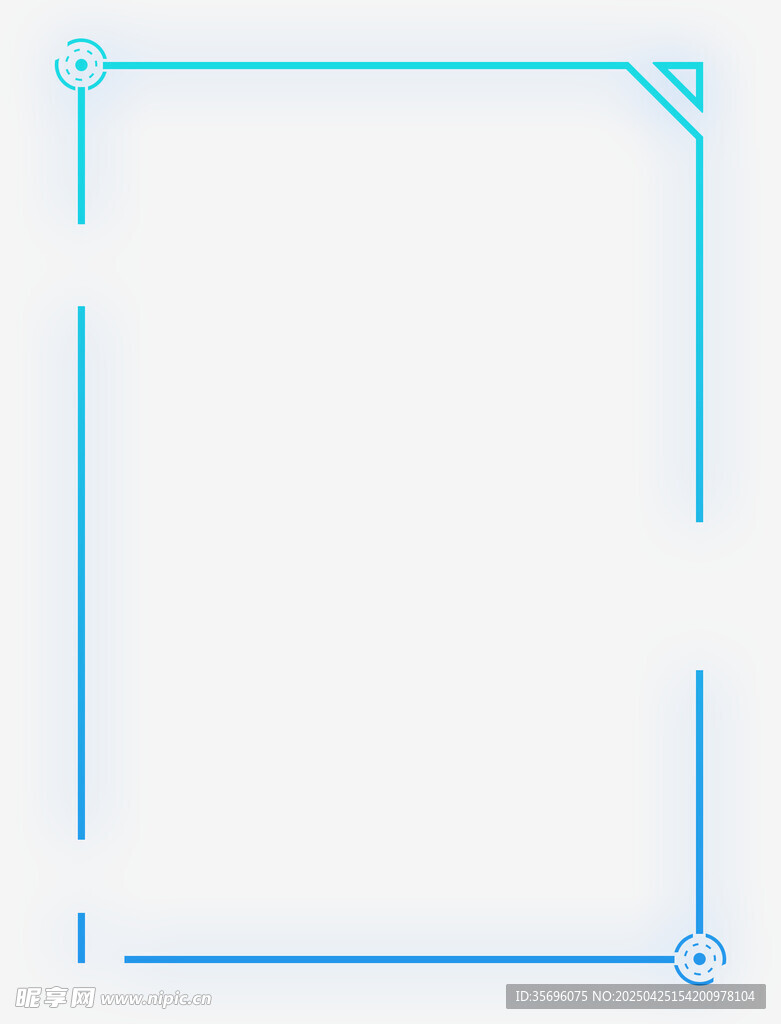 蓝色简约边框空白框架图