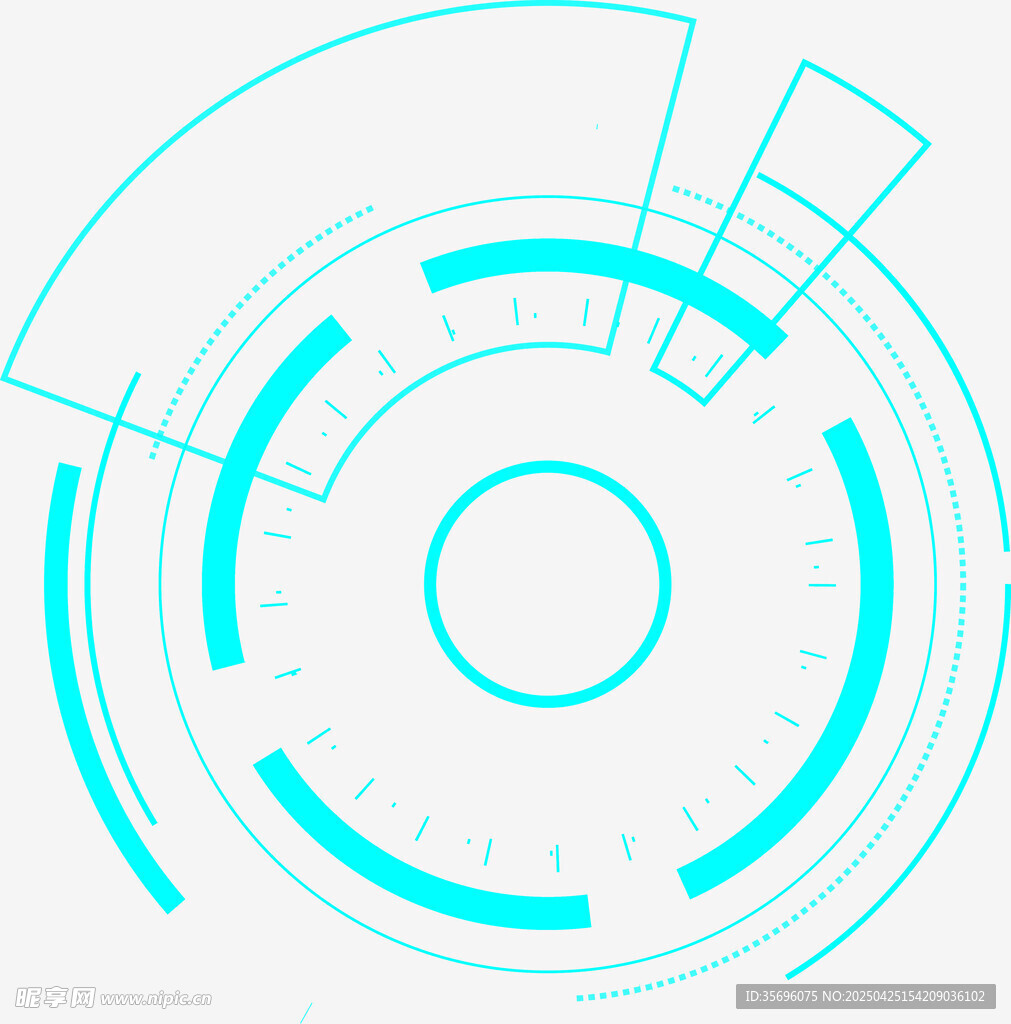 科技感蓝色环形界面元素