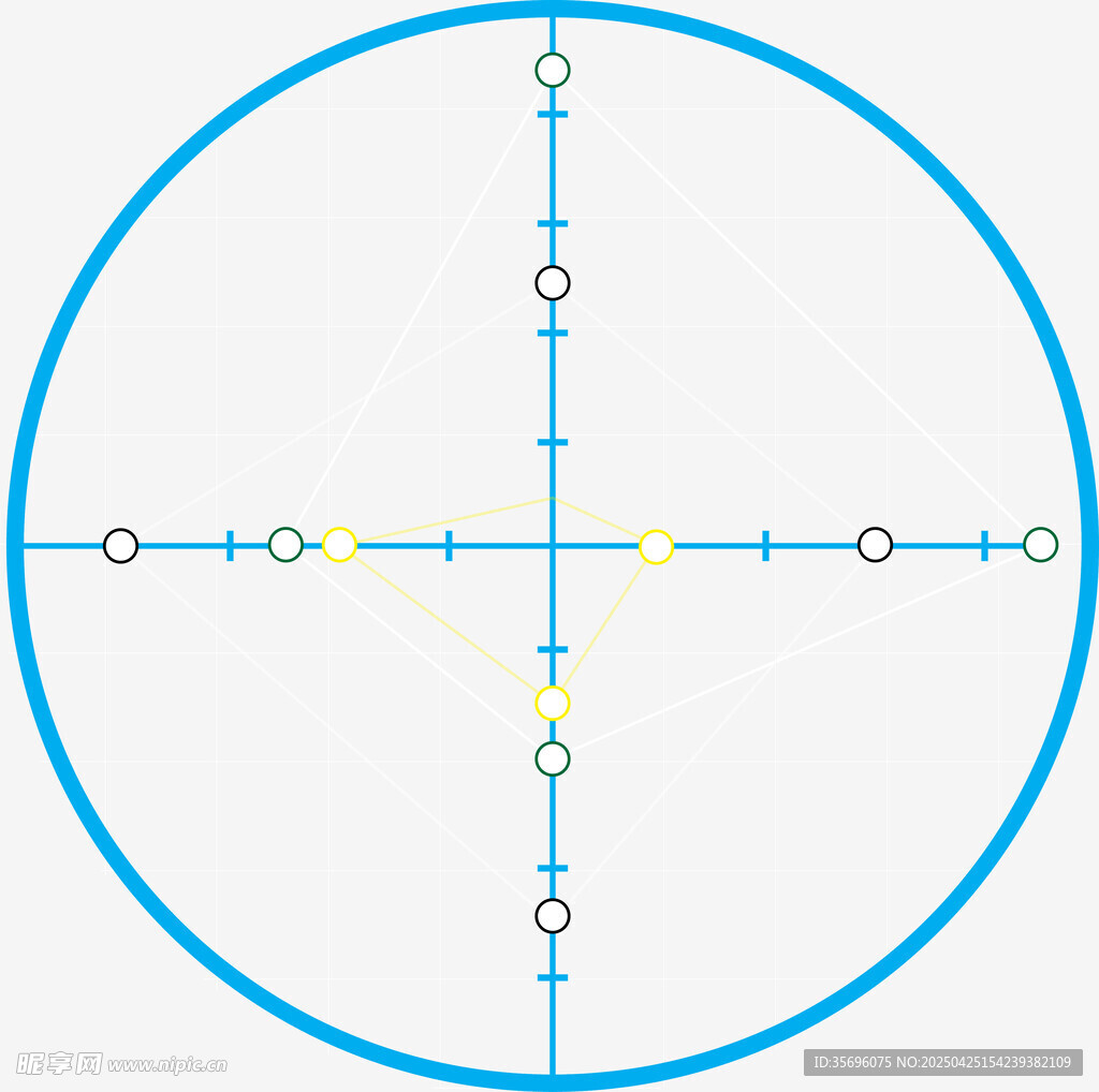 蓝色圆形十字坐标图案