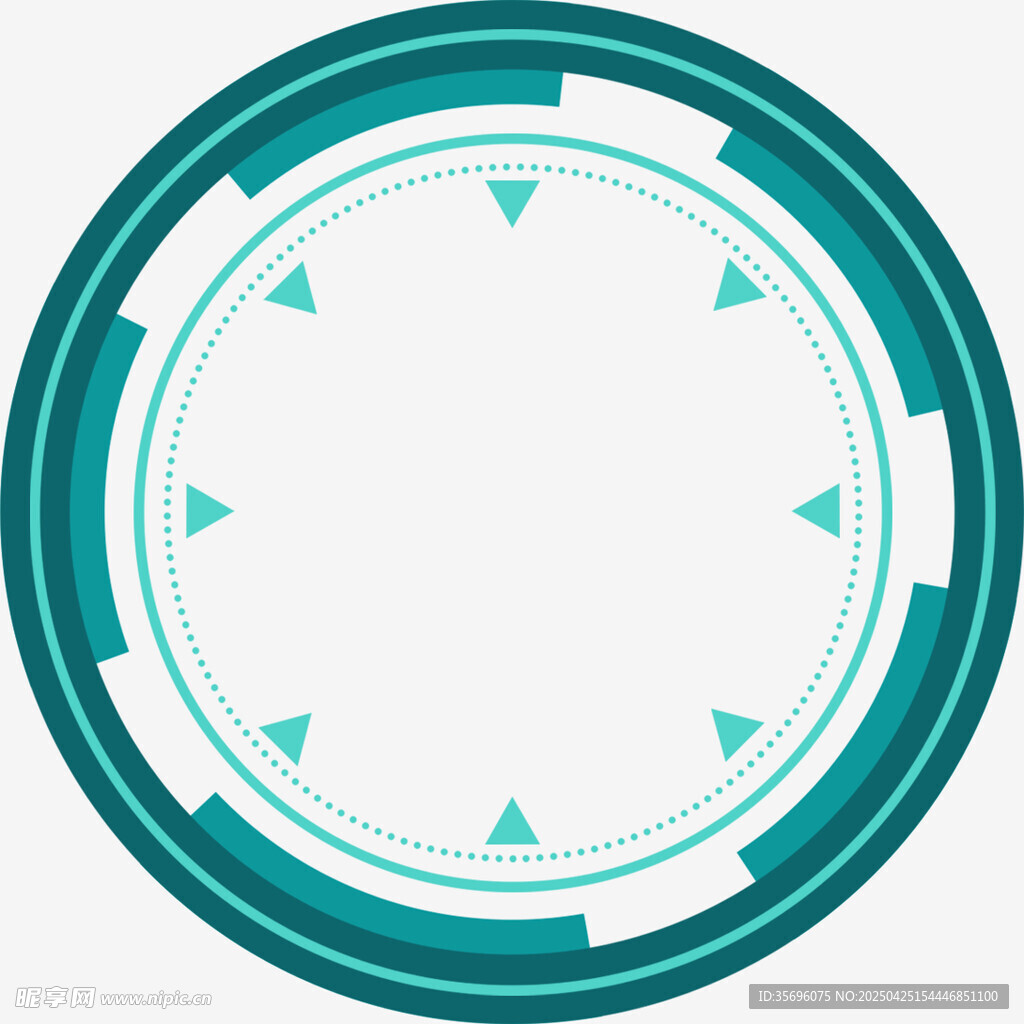 简约蓝绿圆形边框图案