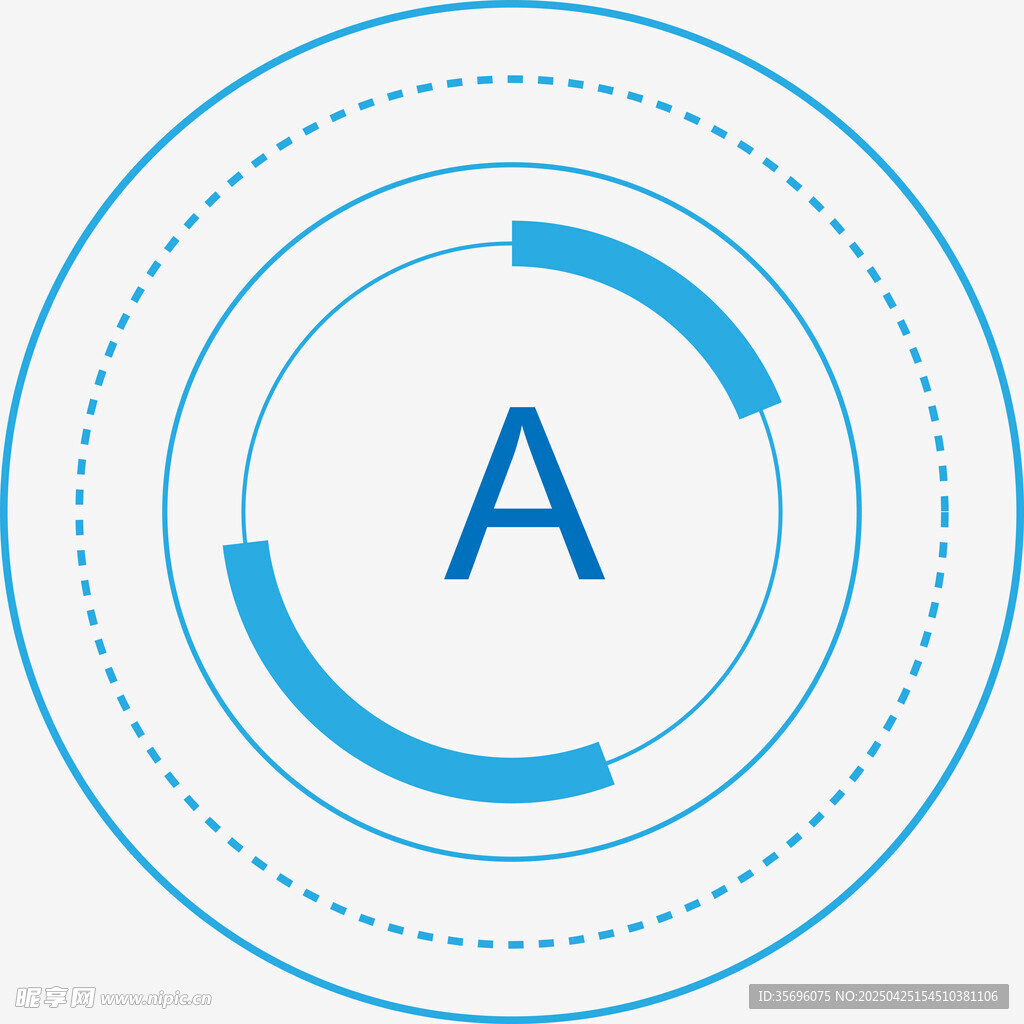 蓝色环形字母A图标设计