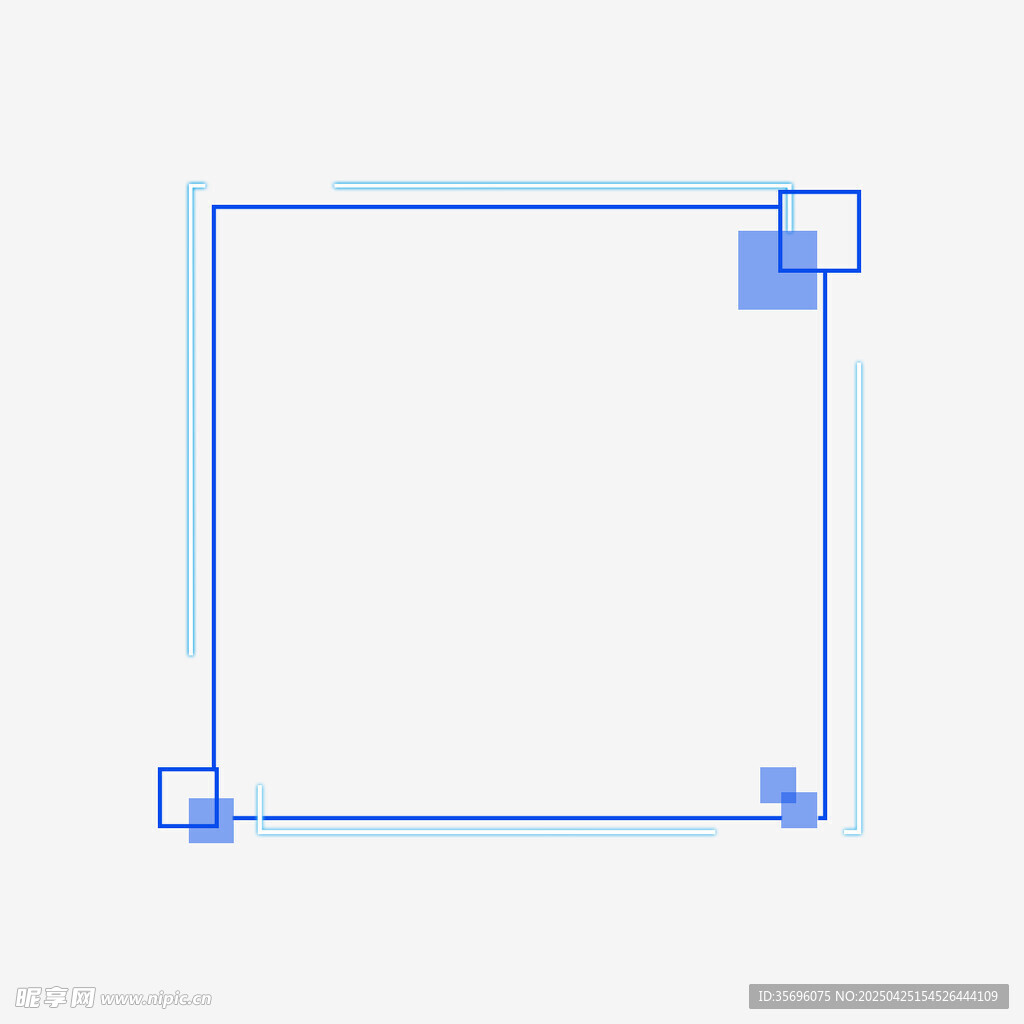 蓝色简约方形边框图形