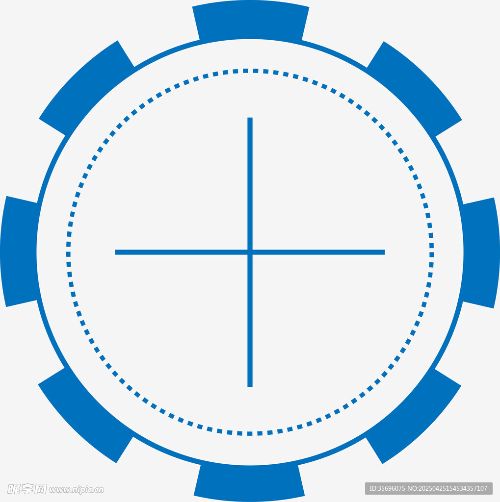 蓝色齿轮十字图标设计