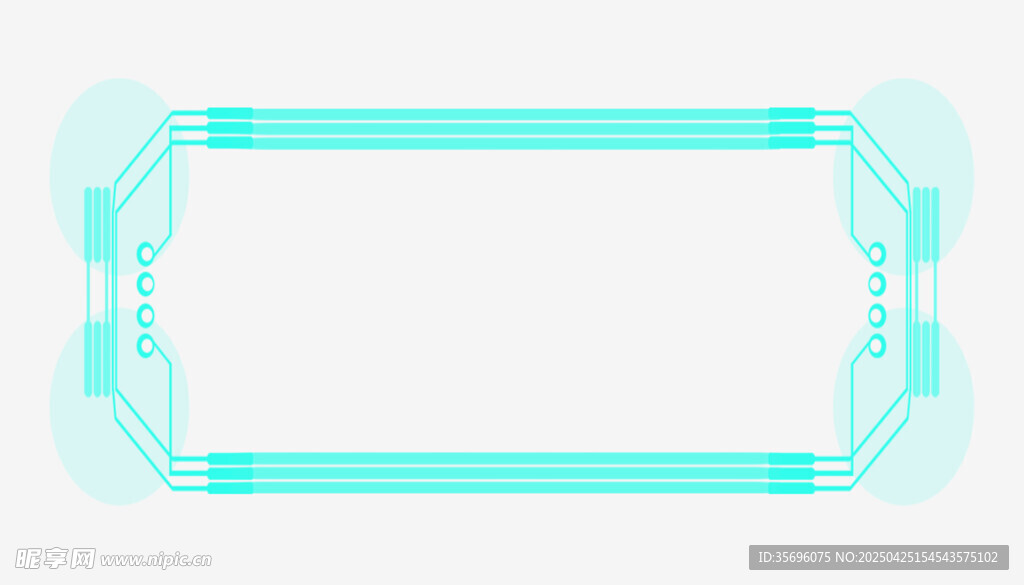简约蓝绿色科技边框图案