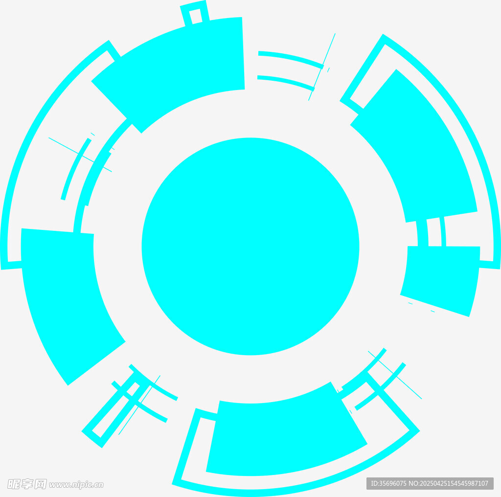 蓝色科技风圆形图案元素