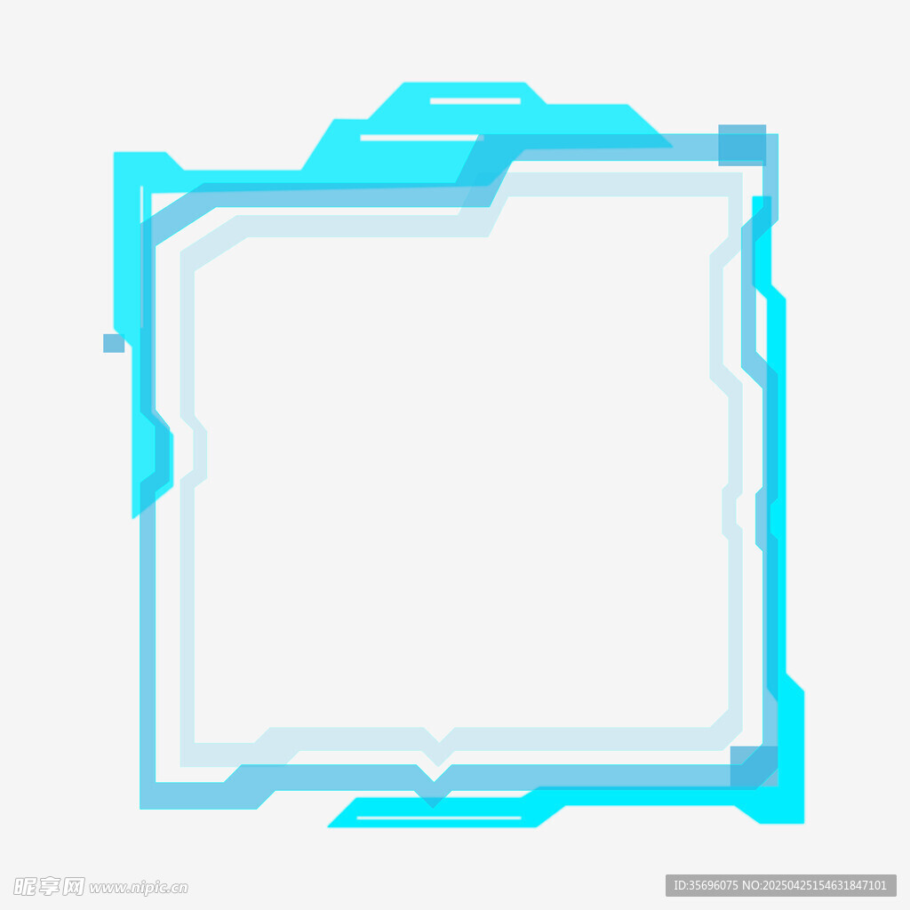 蓝色科技风边框框架元素