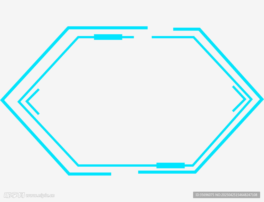蓝线条六边形边框图案