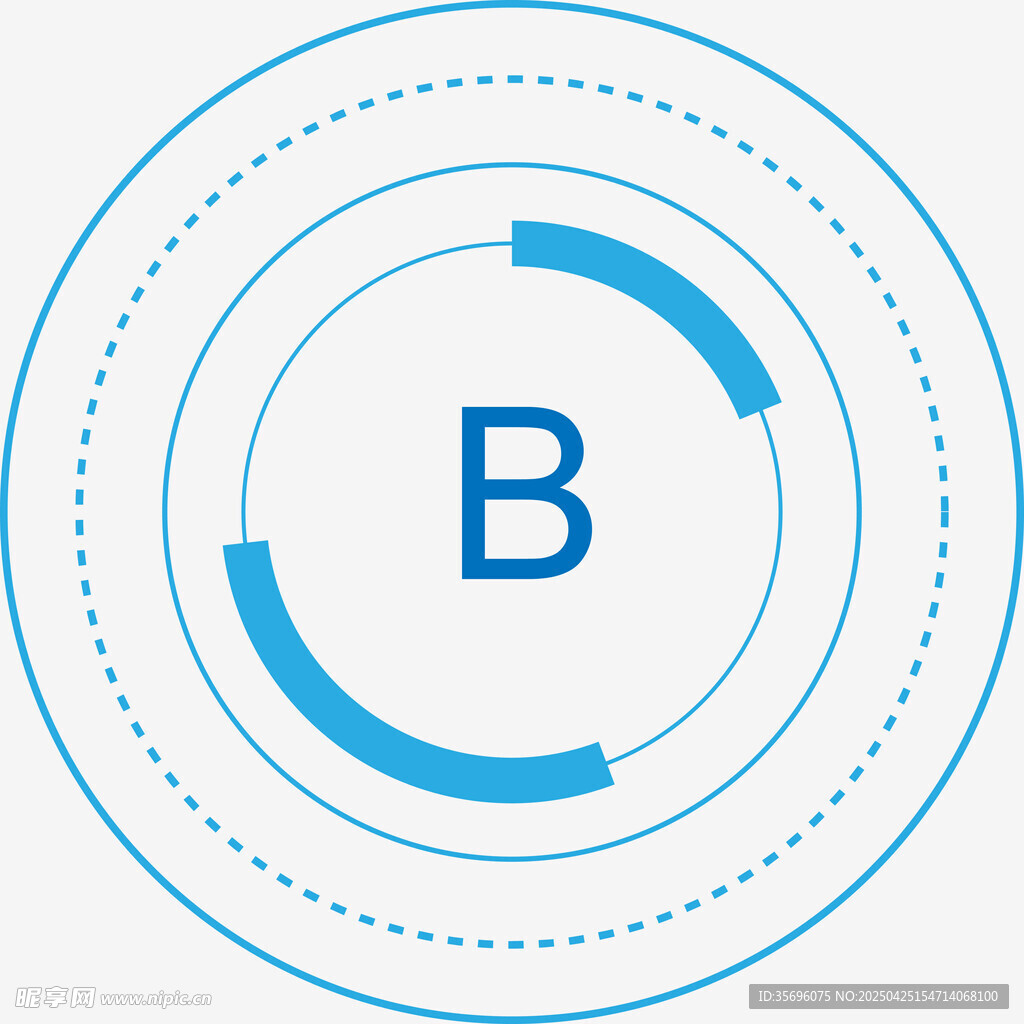 蓝色环形字母B图标设计
