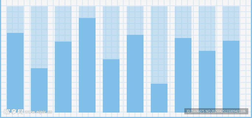 蓝色柱状统计图展示数据