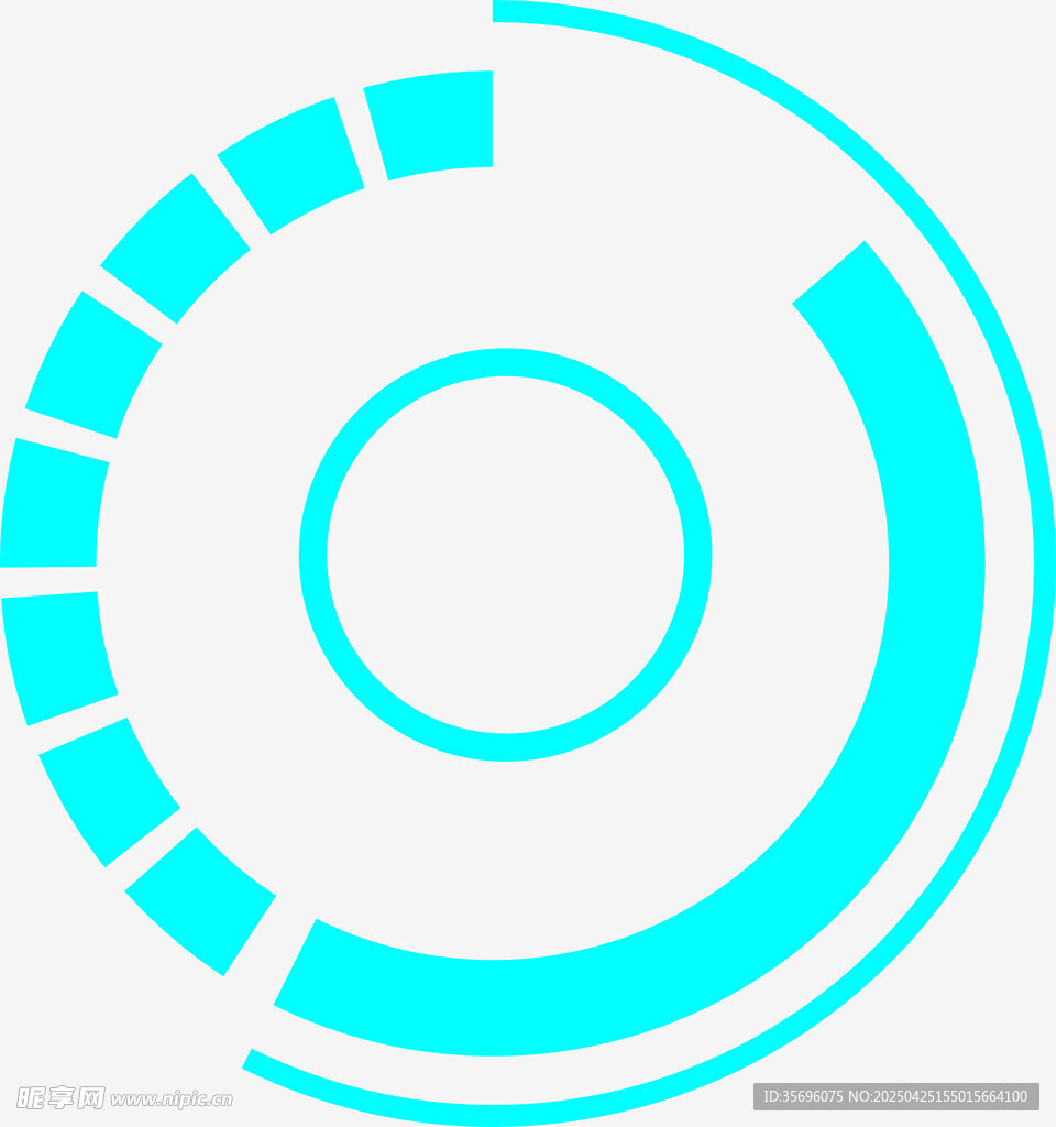 蓝色科技风环形进度图标