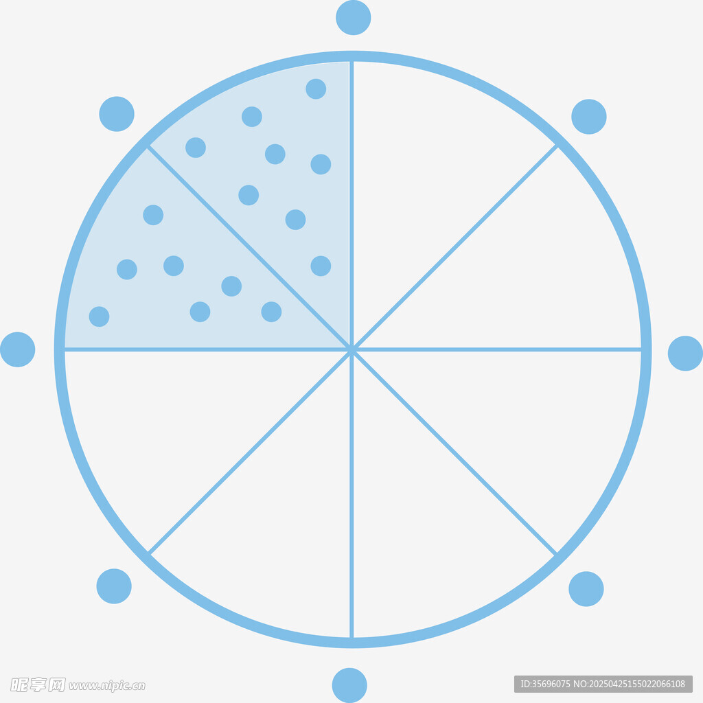 蓝色扇形统计图示例
