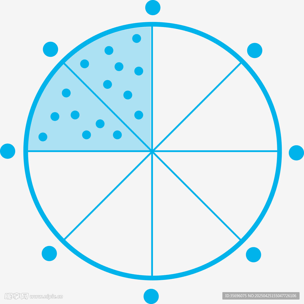 蓝色扇形图表元素设计