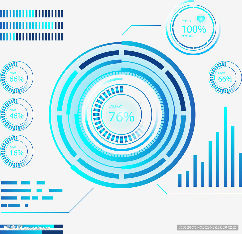 科技感蓝色圆形界面元素