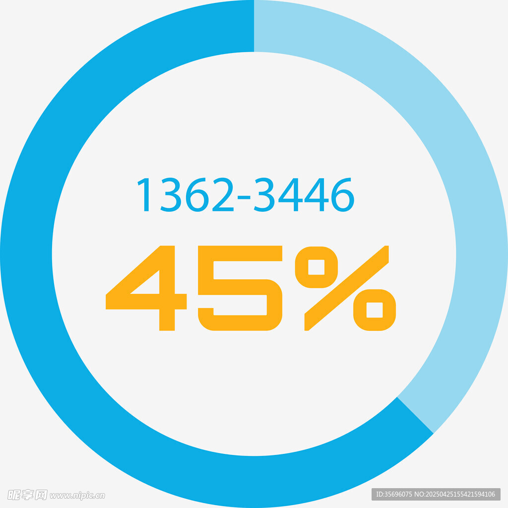 占比的蓝色扇形图表