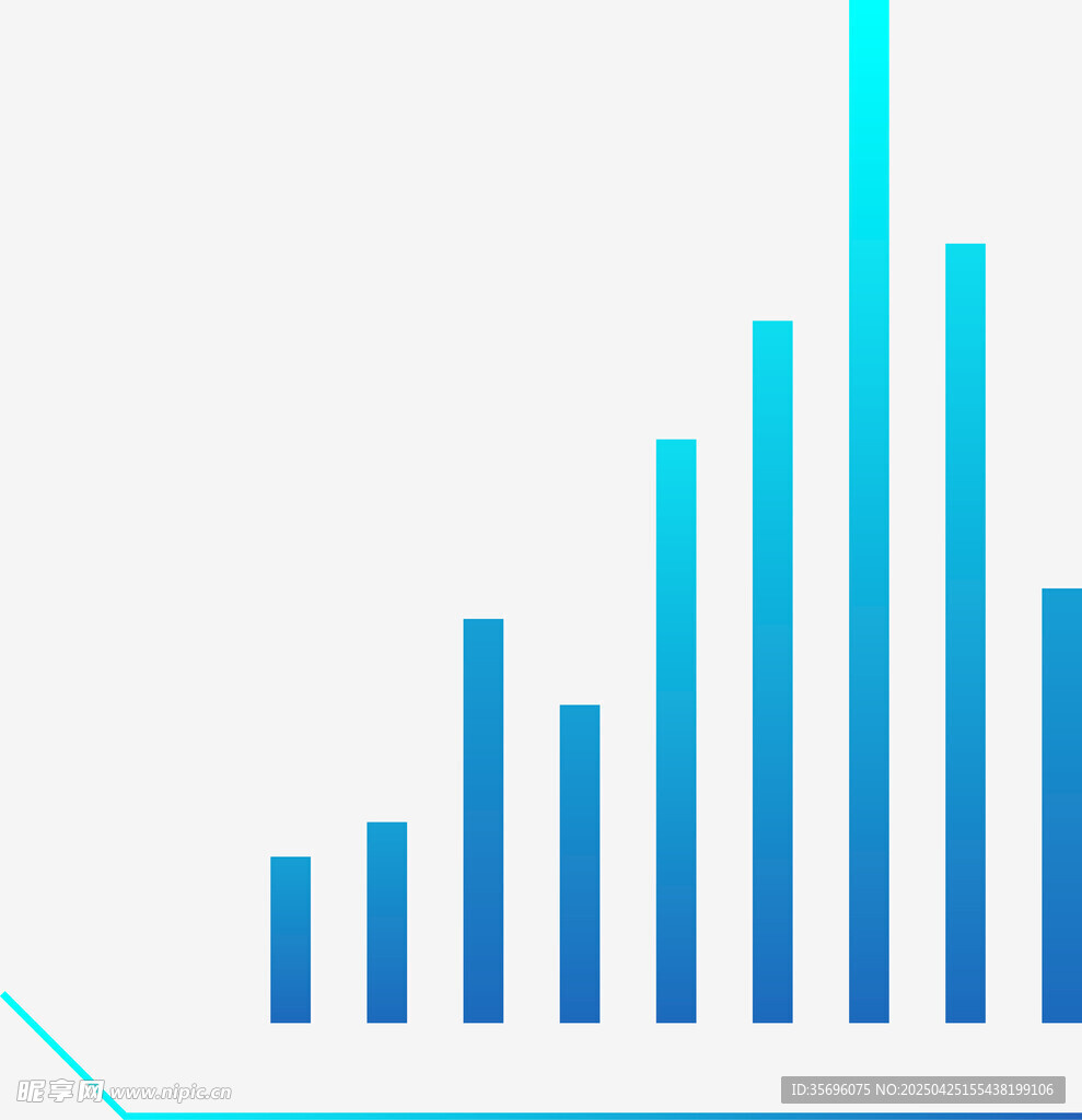 蓝色柱状统计图展示数据