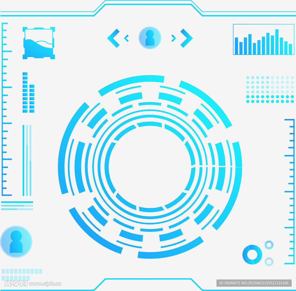 科技感蓝色圆形数据界面元素