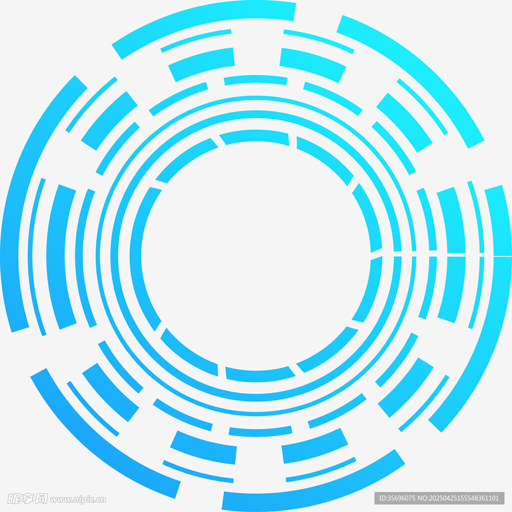 蓝白渐变环形科技图案