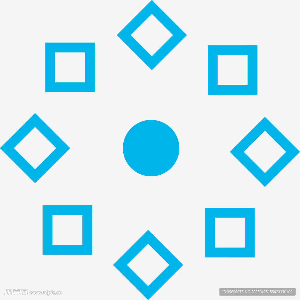 蓝色几何图形组合图案