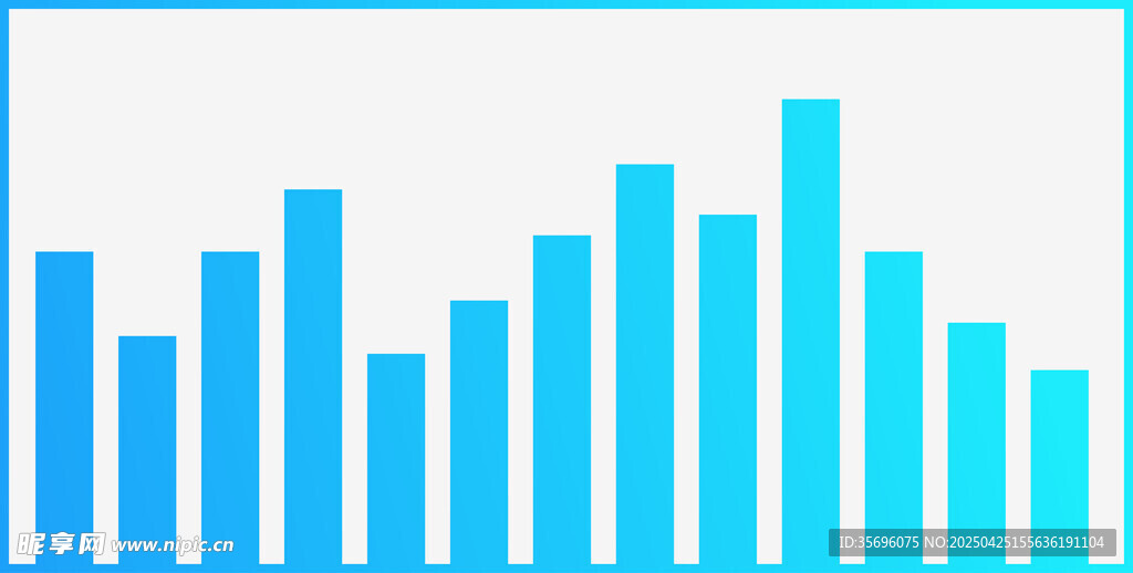蓝色柱状统计图展示数据