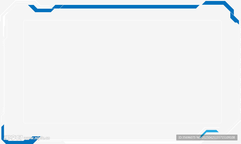 蓝色简约边框空白背景图
