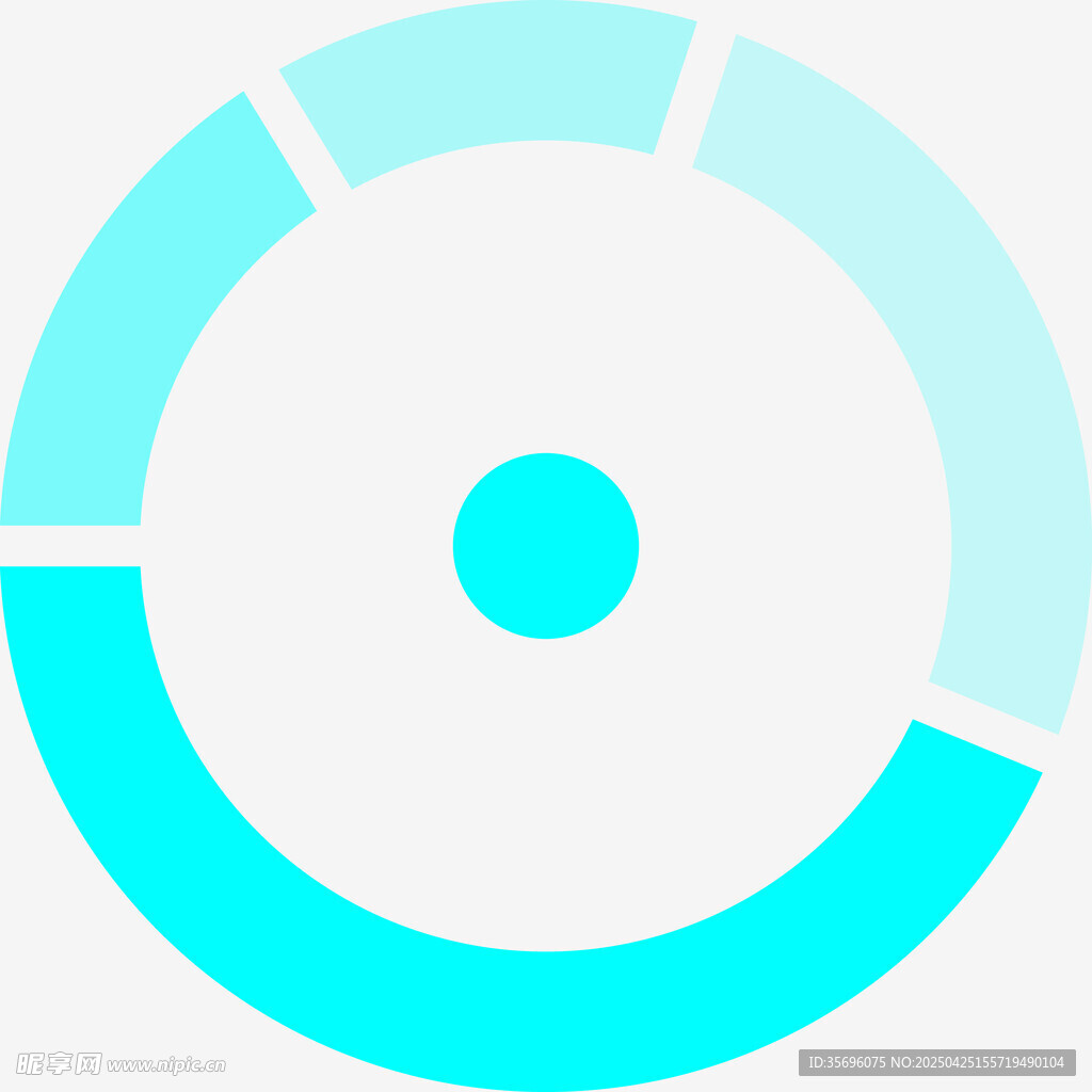 蓝白色环形图表元素