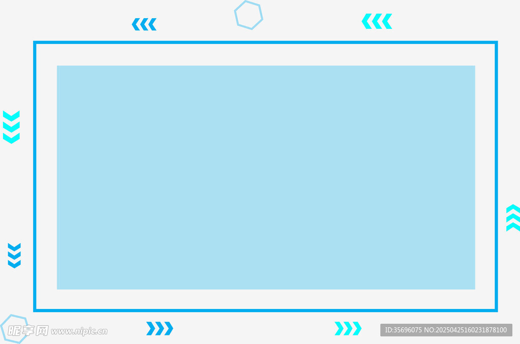 蓝色边框矩形设计模板