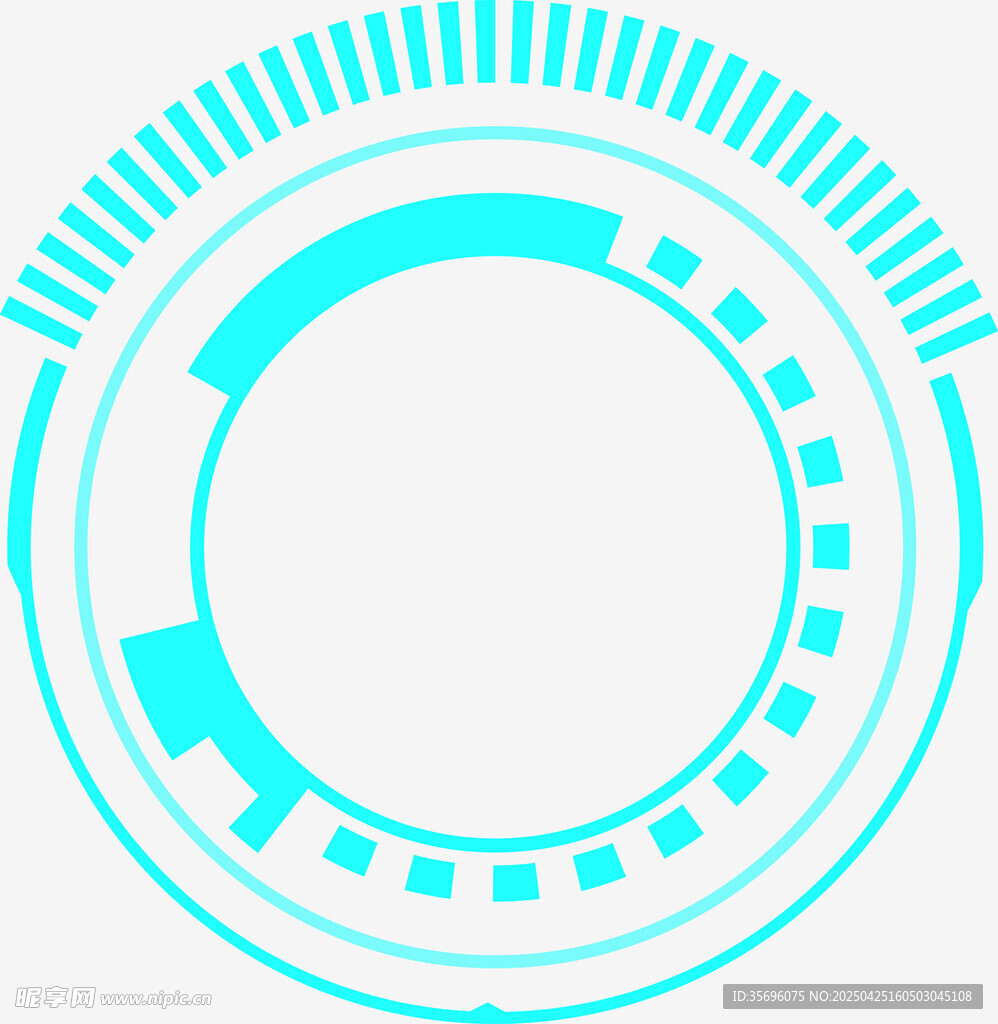 蓝绿色科技感圆形图案元素