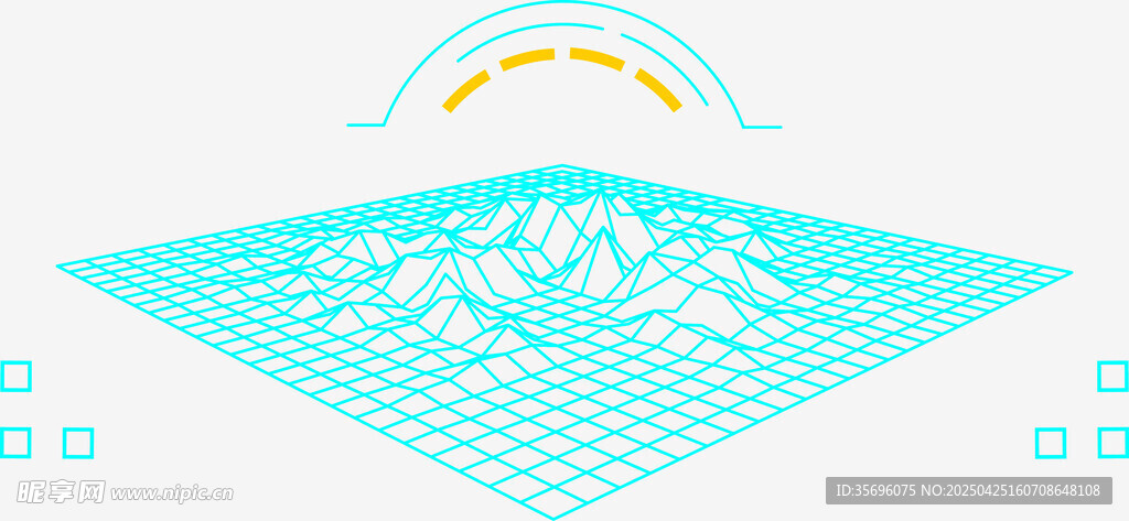 几何风格的山川日出图案