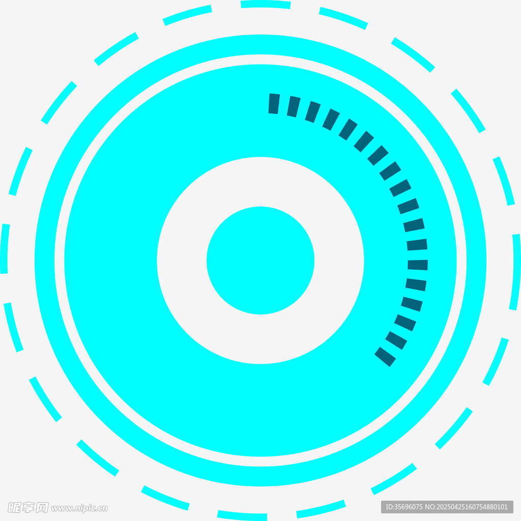 蓝色科技风圆形图标元素