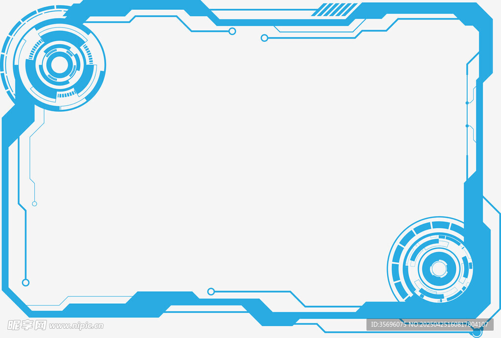 蓝色科技风边框设计元素
