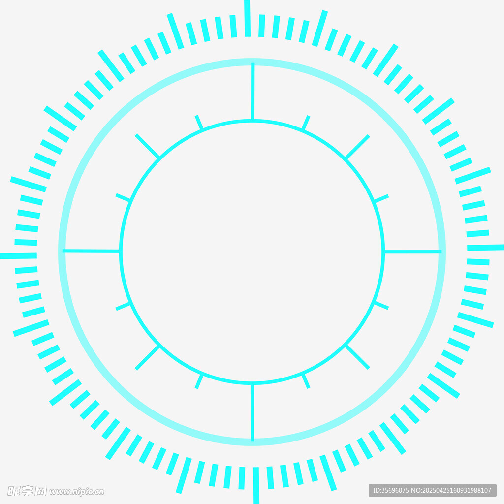 蓝绿色科技风圆形边框图案