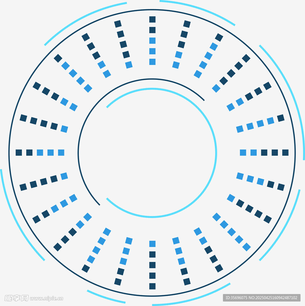蓝色环形点阵图案设计