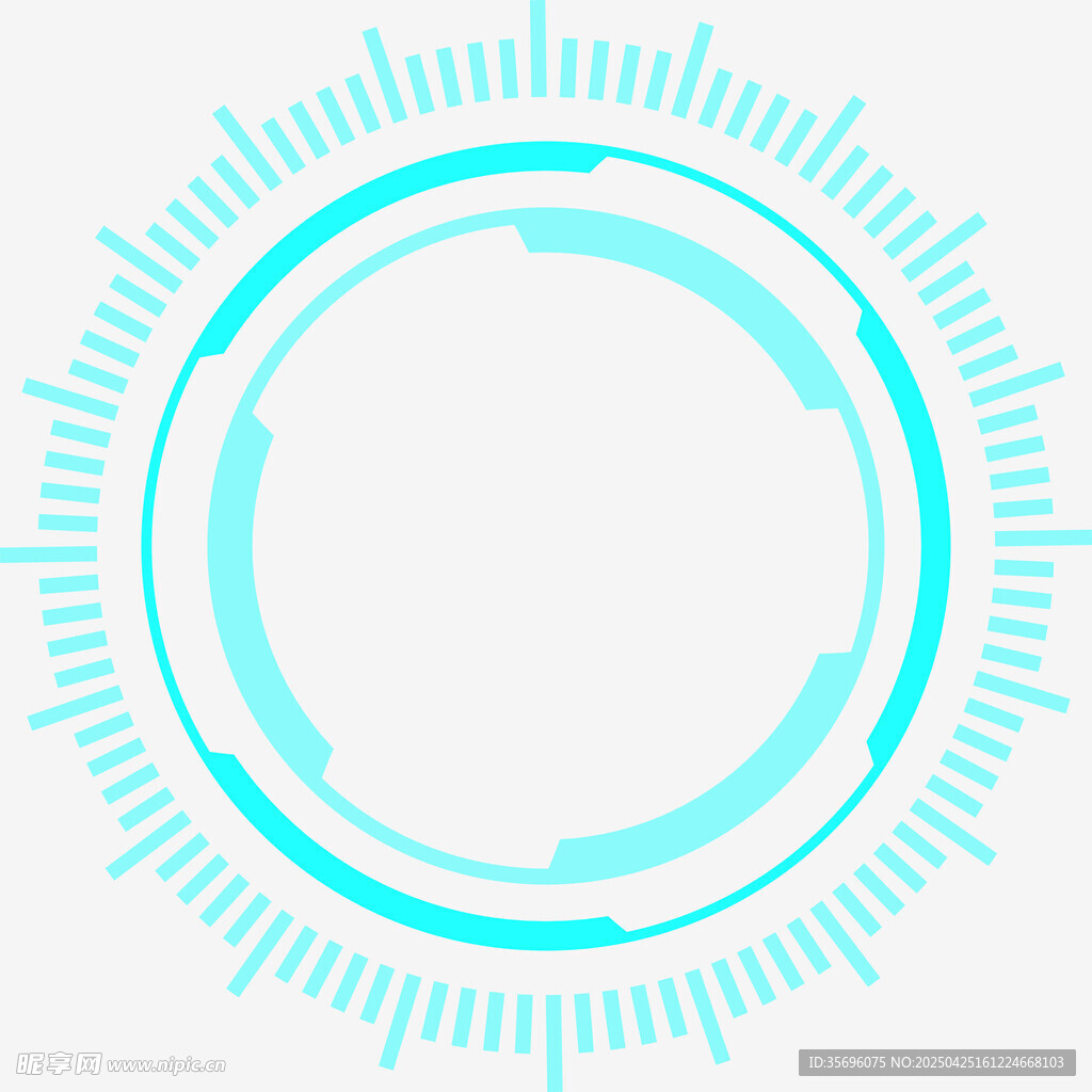 蓝色科技风圆形边框图案