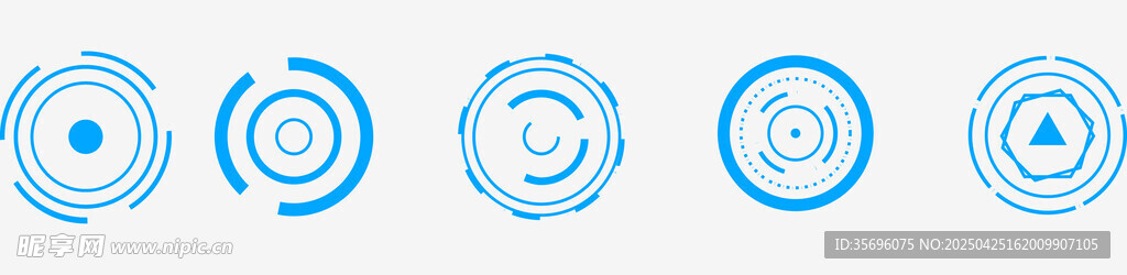 简约蓝色圆形图标集合