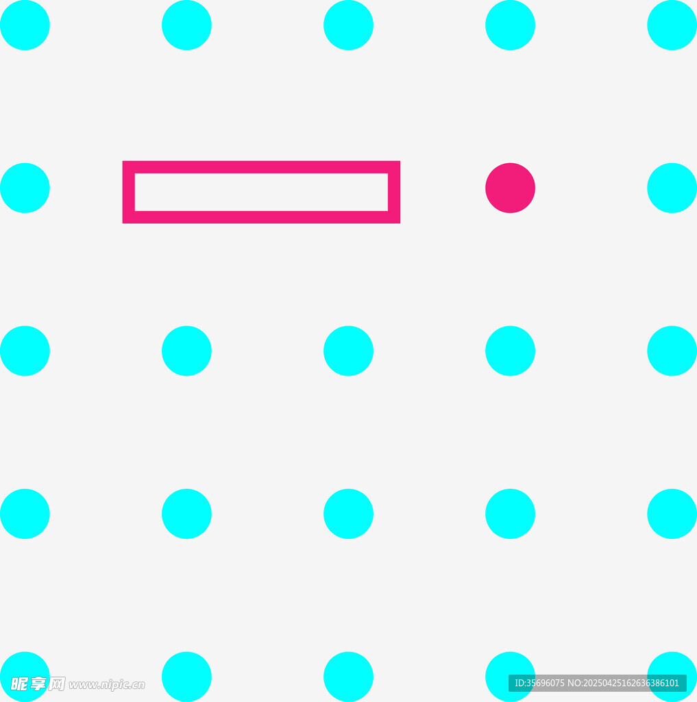 蓝底波点配粉色矩形图案
