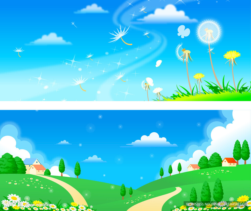 夏日田园风光插画