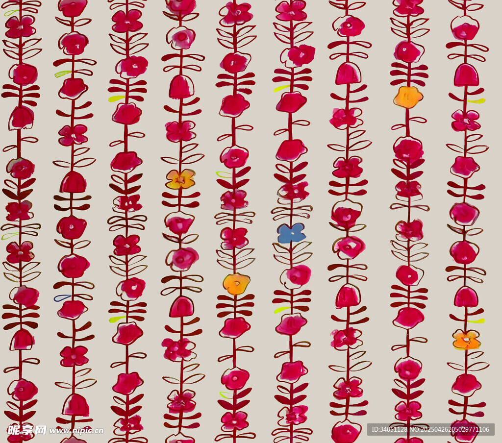 复古花卉图案布料纹理