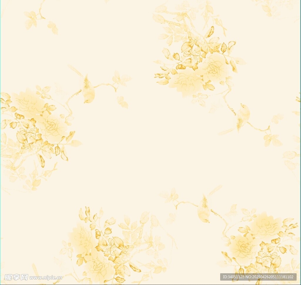 淡黄色花卉图案背景图