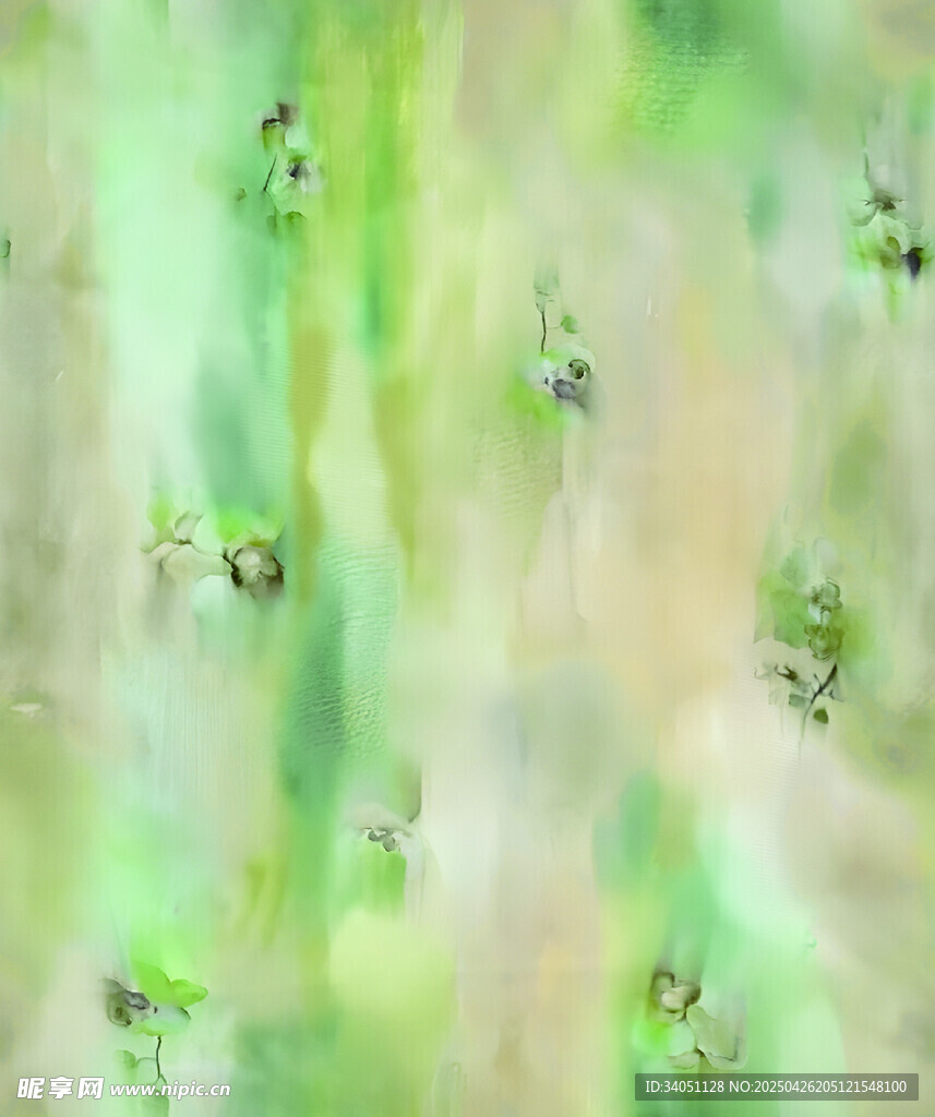 绿色背景上的模糊花型图案