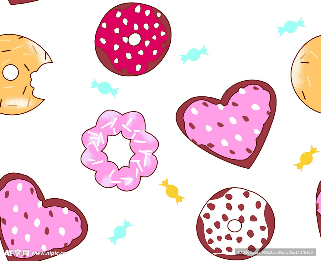可爱多彩甜甜圈图案背景
