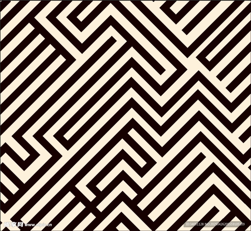 黑白几何线条迷宫图案