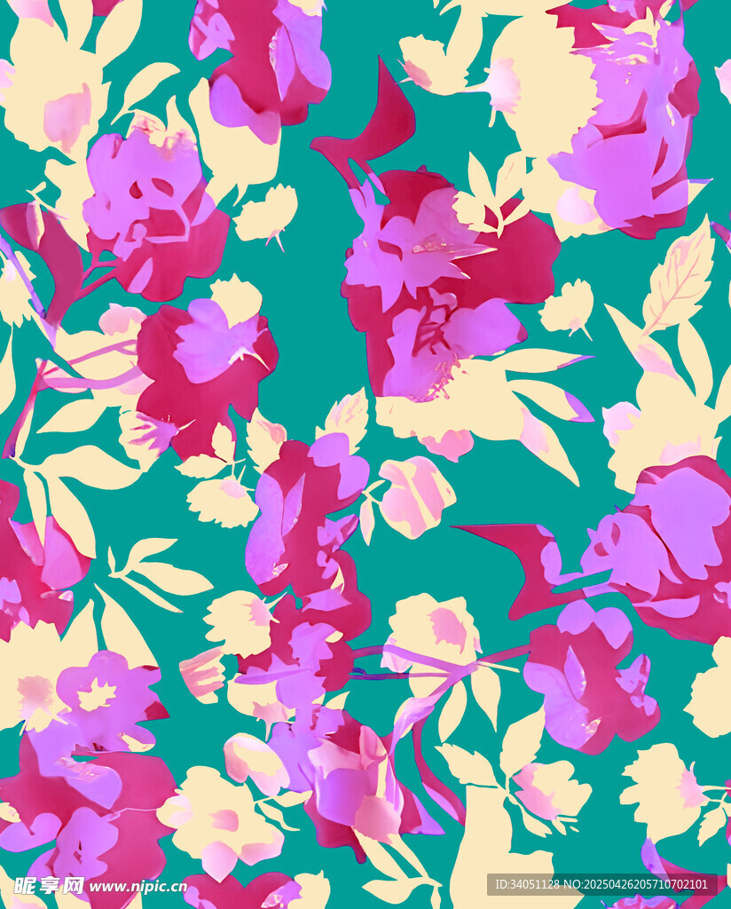 多彩花卉图案背景设计