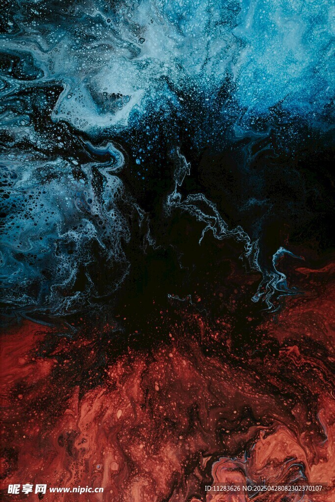 神秘红蓝交织奇幻景象