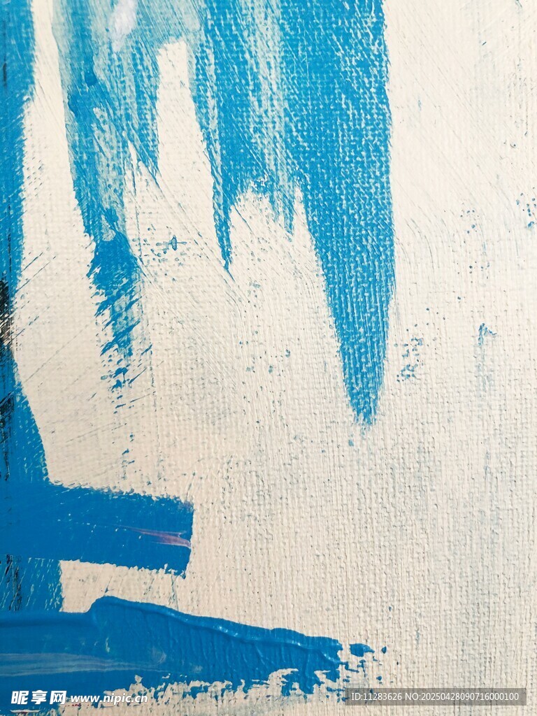 蓝白笔触抽象艺术画面