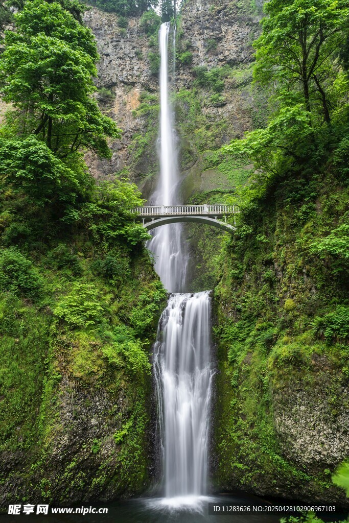 山间瀑布绿植环绕美景