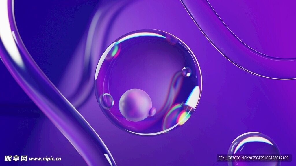梦幻紫色透明气泡景象