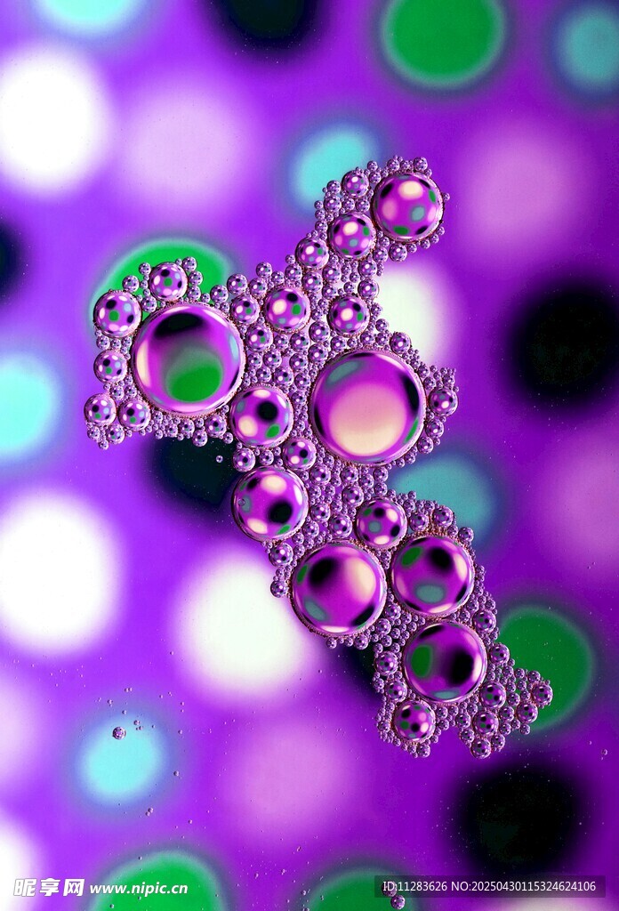 梦幻紫色气泡微观景象