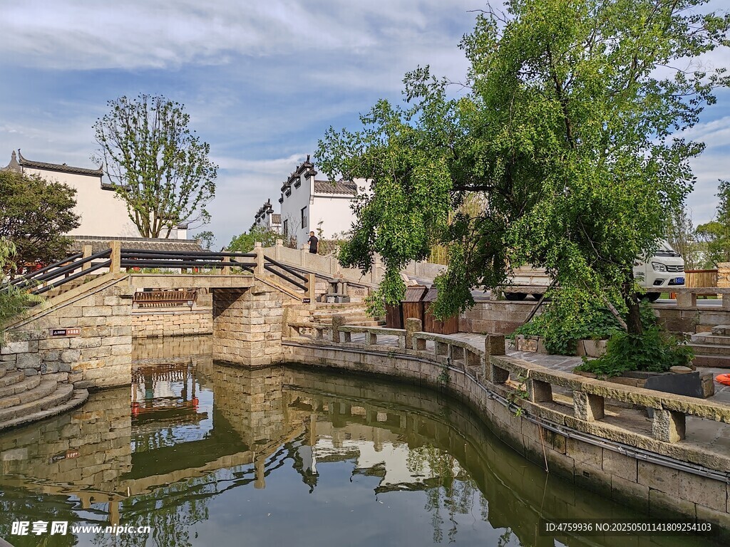 江南水乡石桥畔的秀丽风光