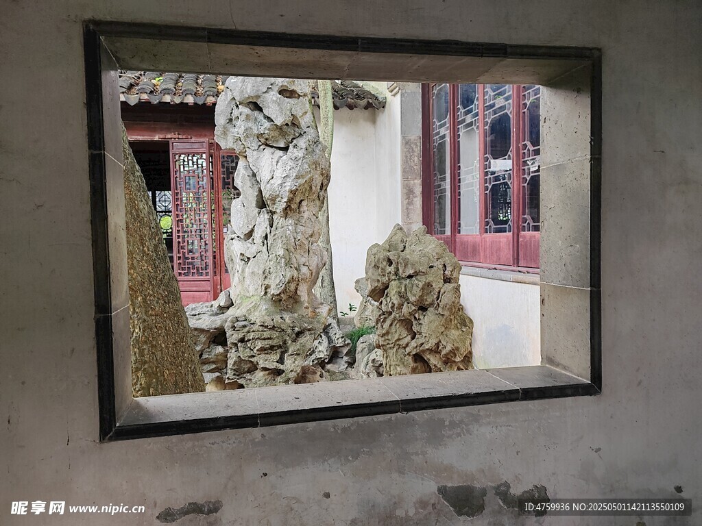 中式庭院石狮景观